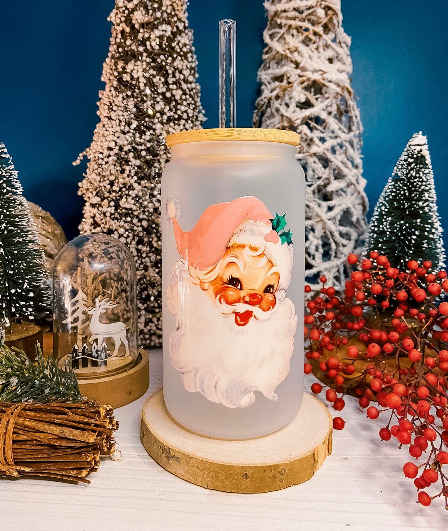 Verre Père Noël Rose