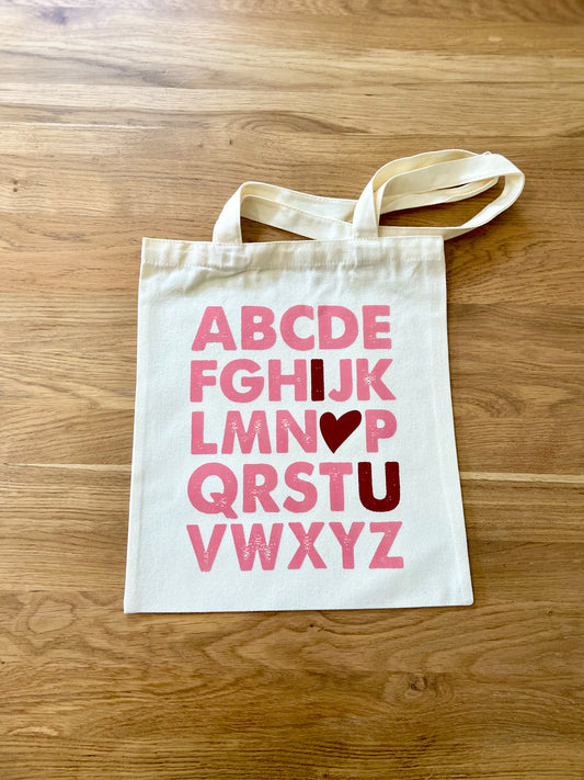 Tote Bag Alphabet I Love You 36x31cm