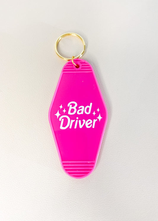 “Bad Driver” Pink Girly Keychain